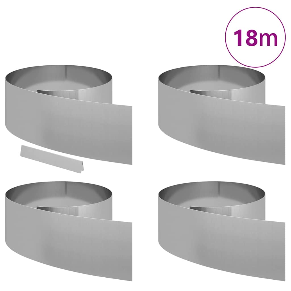 Rasenrand 4 pcs Silber 450 x 25 cm Verzinkter Stahl