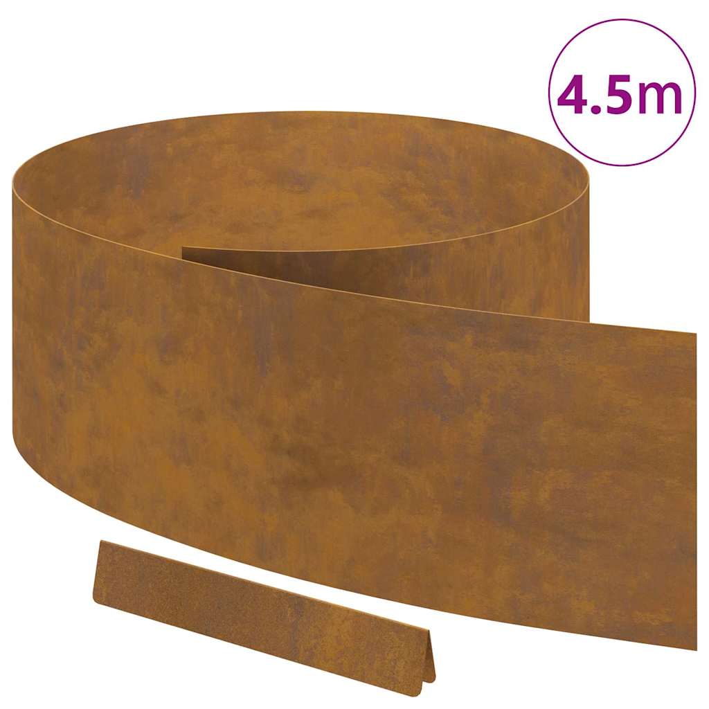 Rasenrand Rostig 450 x 25 cm Witterungsbeständiger Stahl