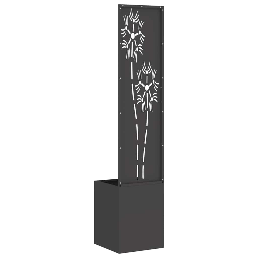 Blumentopf mit dekorativem Paneel Schwarz 32 x 140 cm