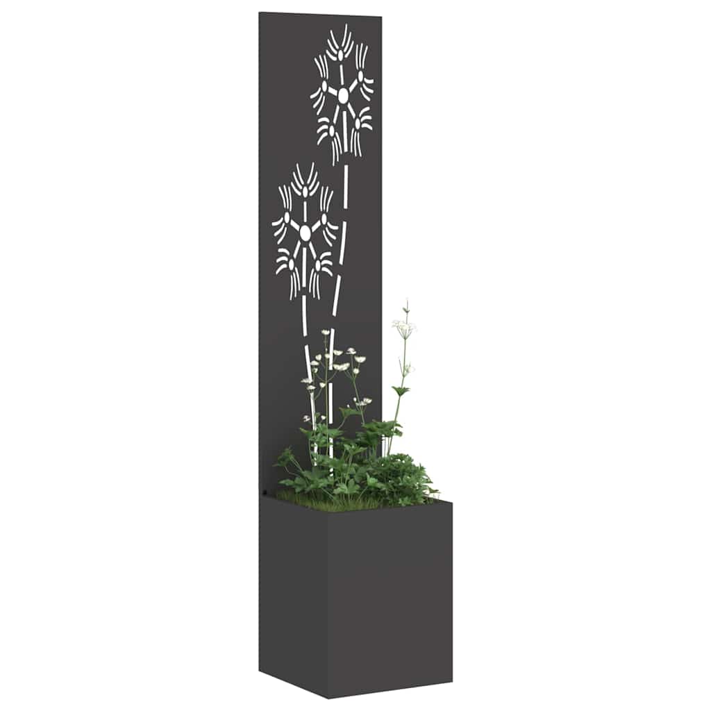 Blumentopf mit dekorativem Paneel Schwarz 32 x 140 cm