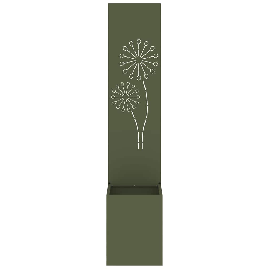 Blumentopf mit dekorativem Paneel Olivgrün 32 x 140 cm