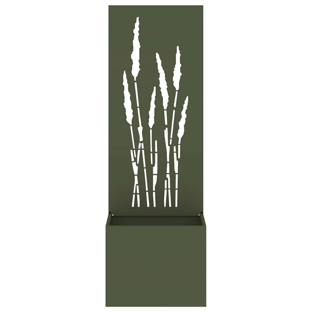 Blumentopf mit dekorativem Paneel Olivgrün 50 x 140 cm