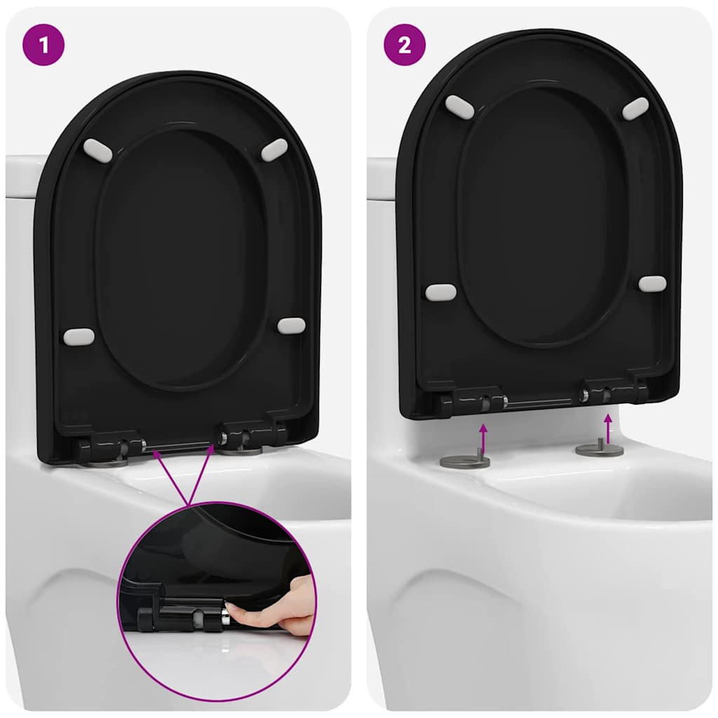 Toilettensitz Schwarz 48 x 36,5 x 4,5 cm Polypropylen