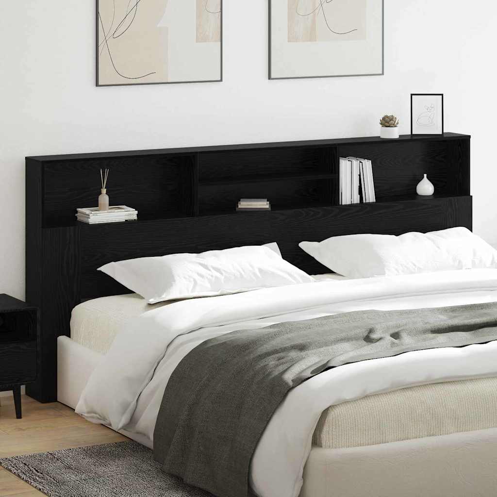 Kopfteil Schrank mit Regal Schwarze Eiche 220 x 19 x 101.5 cm
