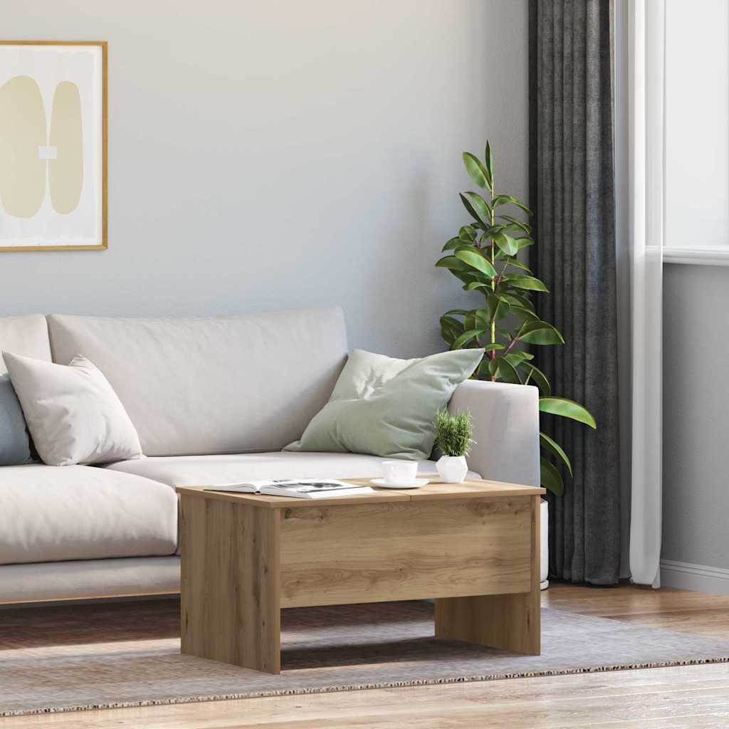 Couchtisch Eiche handwerklich 80 x 50,5 x 42,5 cm Holzwerkstoff