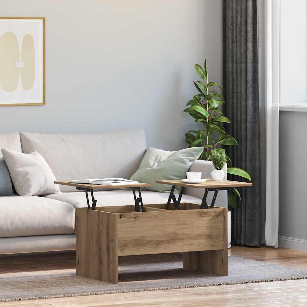 Couchtisch Eiche handwerklich 80 x 50,5 x 42,5 cm Holzwerkstoff