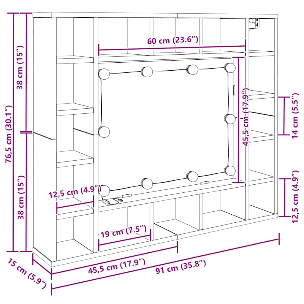 Spiegelschrank Altholz 91 x 15 x 76.5 cm Holzwerkstoff