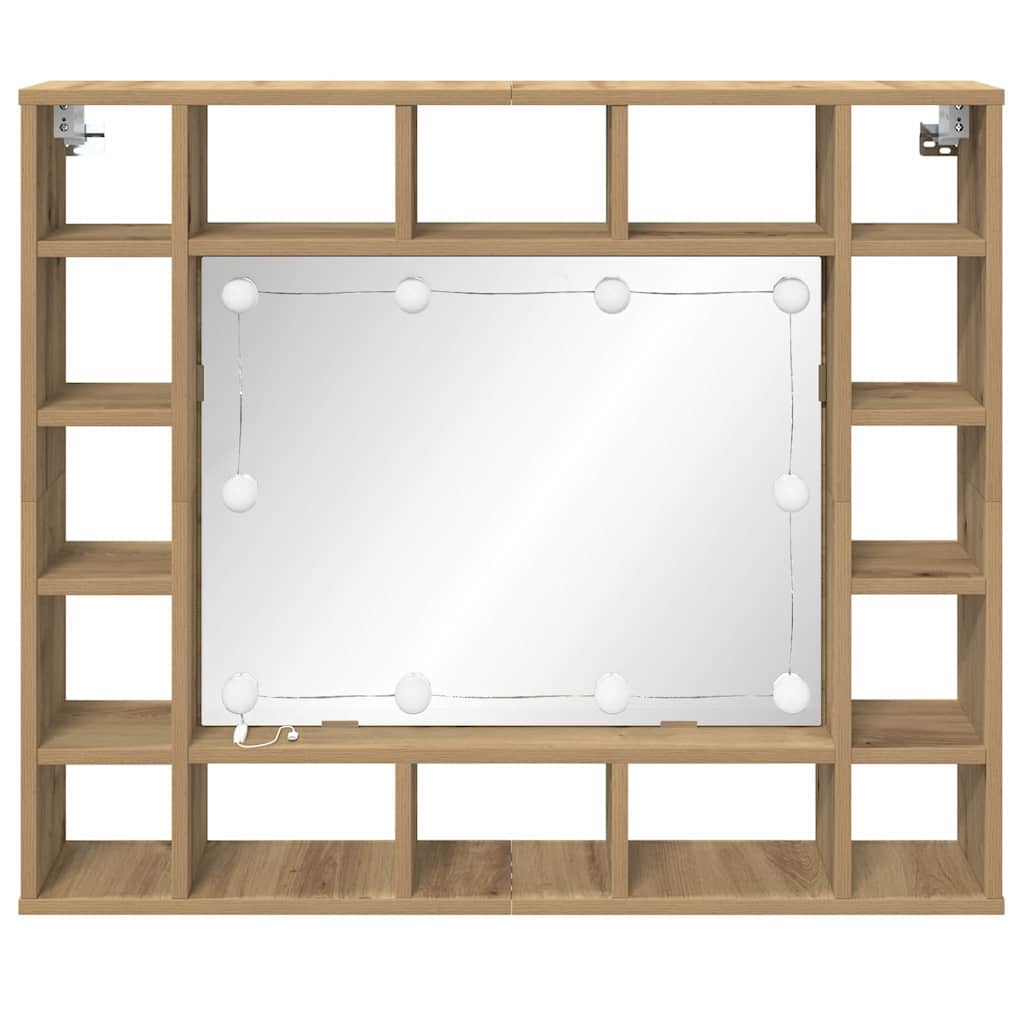 Spiegelschrank mit Regal Eiche handwerklich 91 x 15 x 76.5 cm