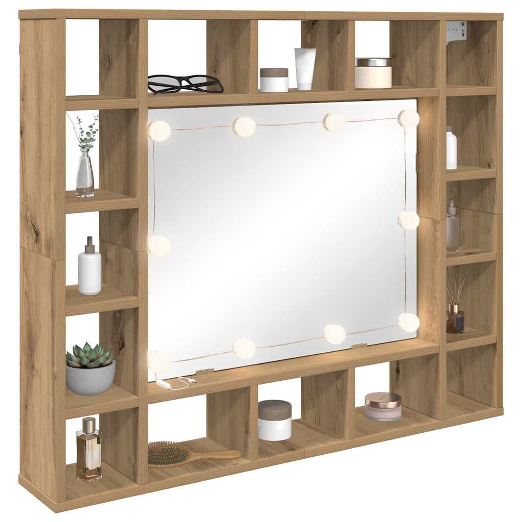 Spiegelschrank mit Regal Eiche handwerklich 91 x 15 x 76.5 cm