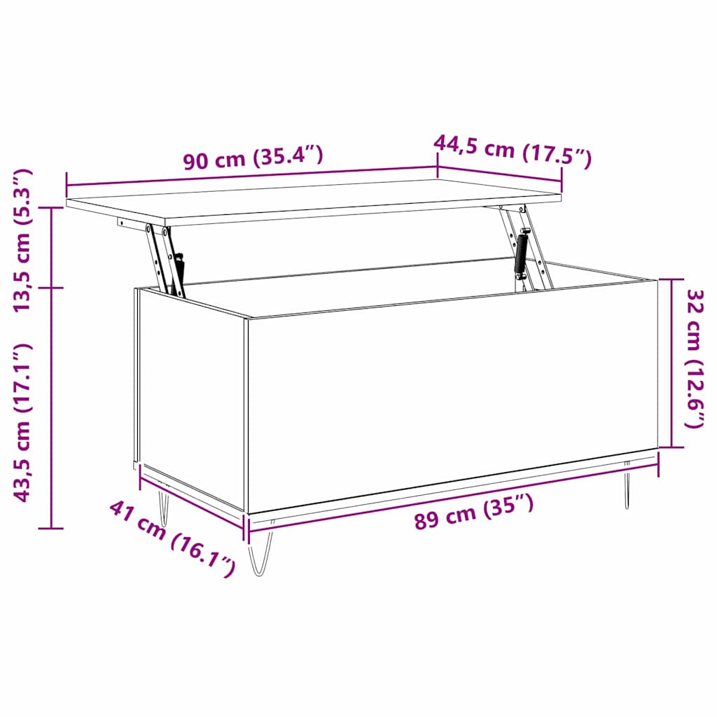 Couchtisch Altholz 90 x 44.5 x 45 cm Holzwerkstoff