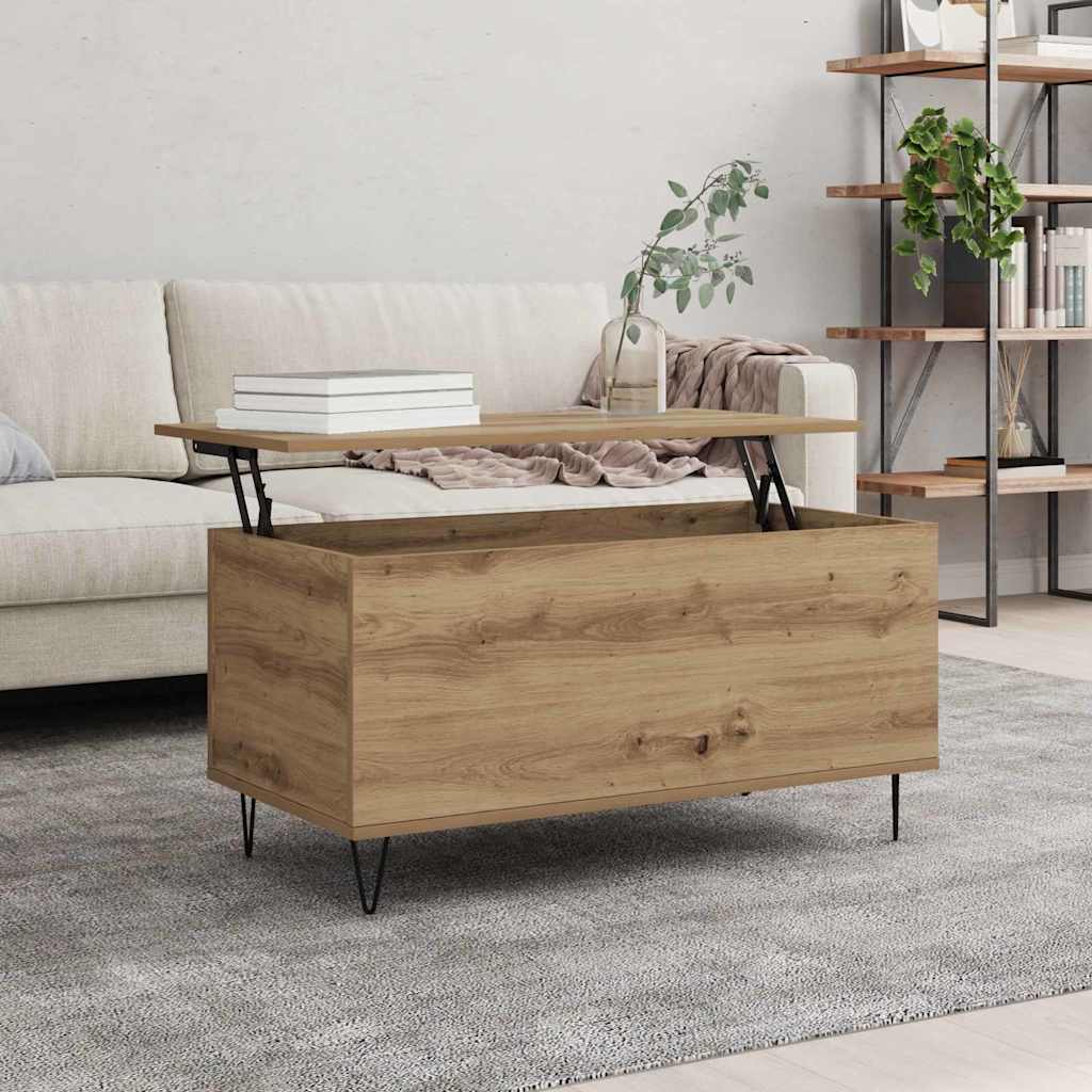 Couchtisch Eiche handwerklich 90 x 44.5 x 45 cm Holzwerkstoff