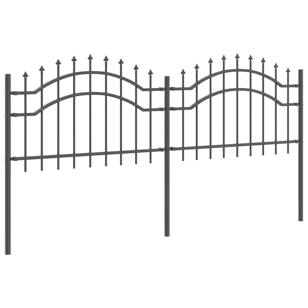 Gartenzaun Grau 115 cm Pulverbeschichteter Stahl