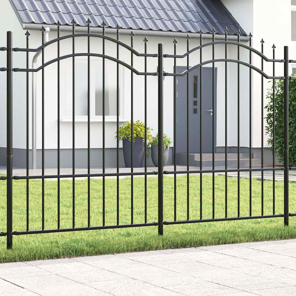 Gartenzaun Grau 190 cm Pulverbeschichteter Stahl
