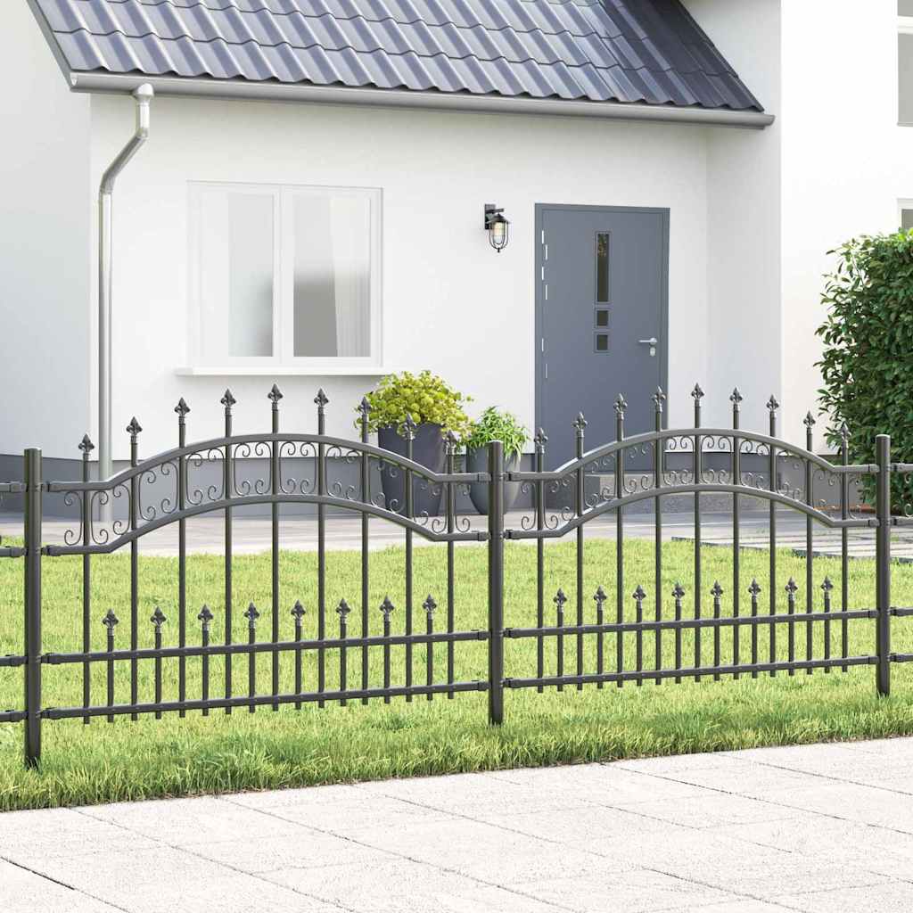 Gartenzaun Grau 115 cm Pulverbeschichteter Stahl