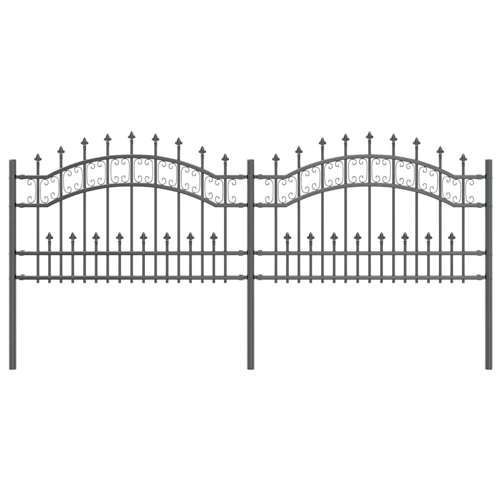 Gartenzaun Grau 115 cm Pulverbeschichteter Stahl