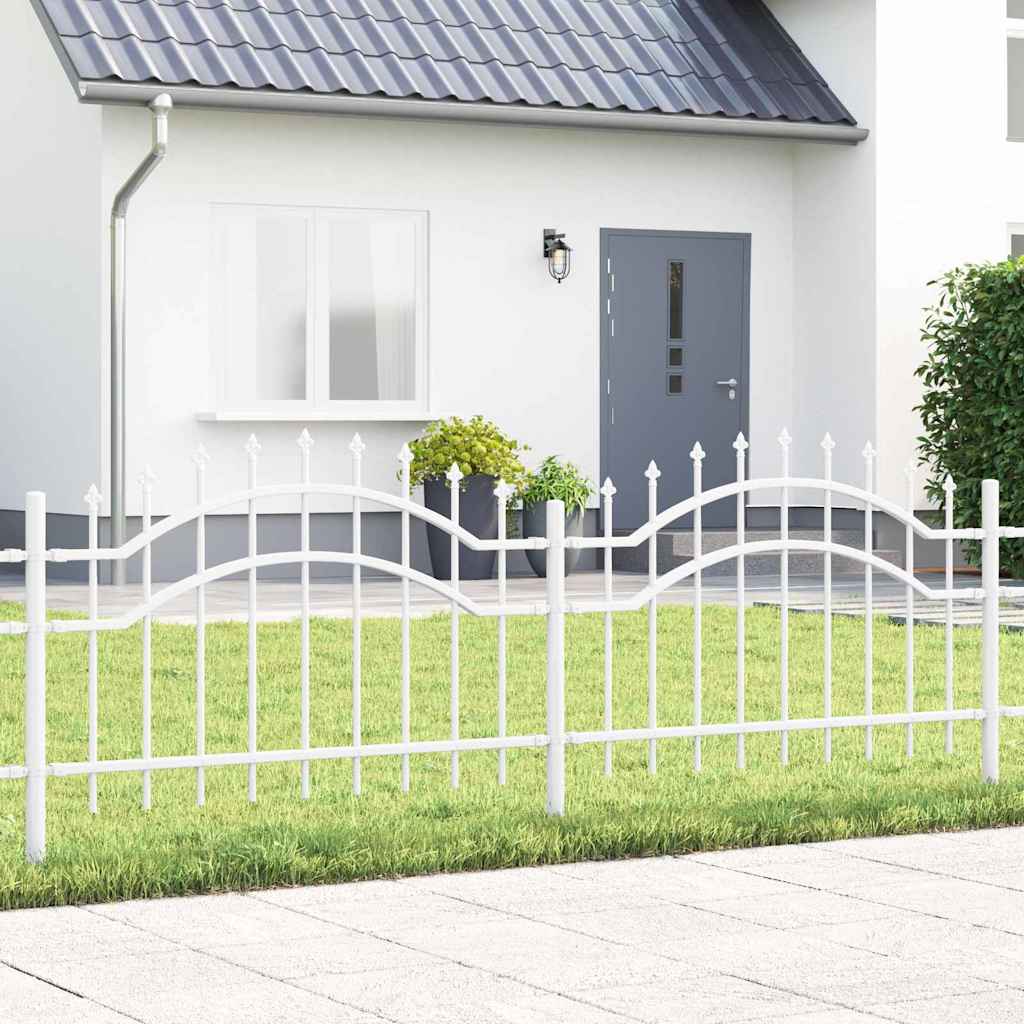 Gartenzaun Weiß 115 cm Pulverbeschichteter Stahl