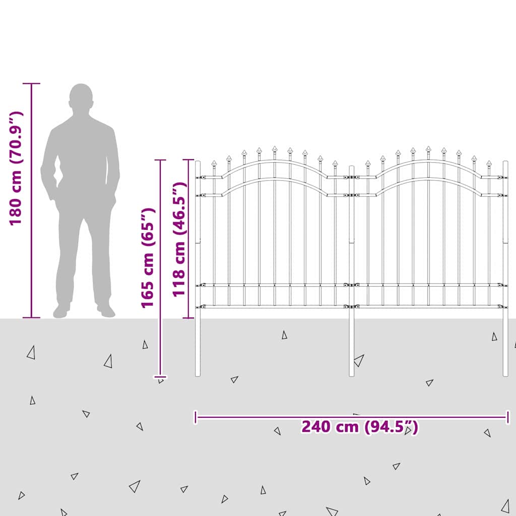 Gartenzaun Weiß 165 cm Pulverbeschichteter Stahl