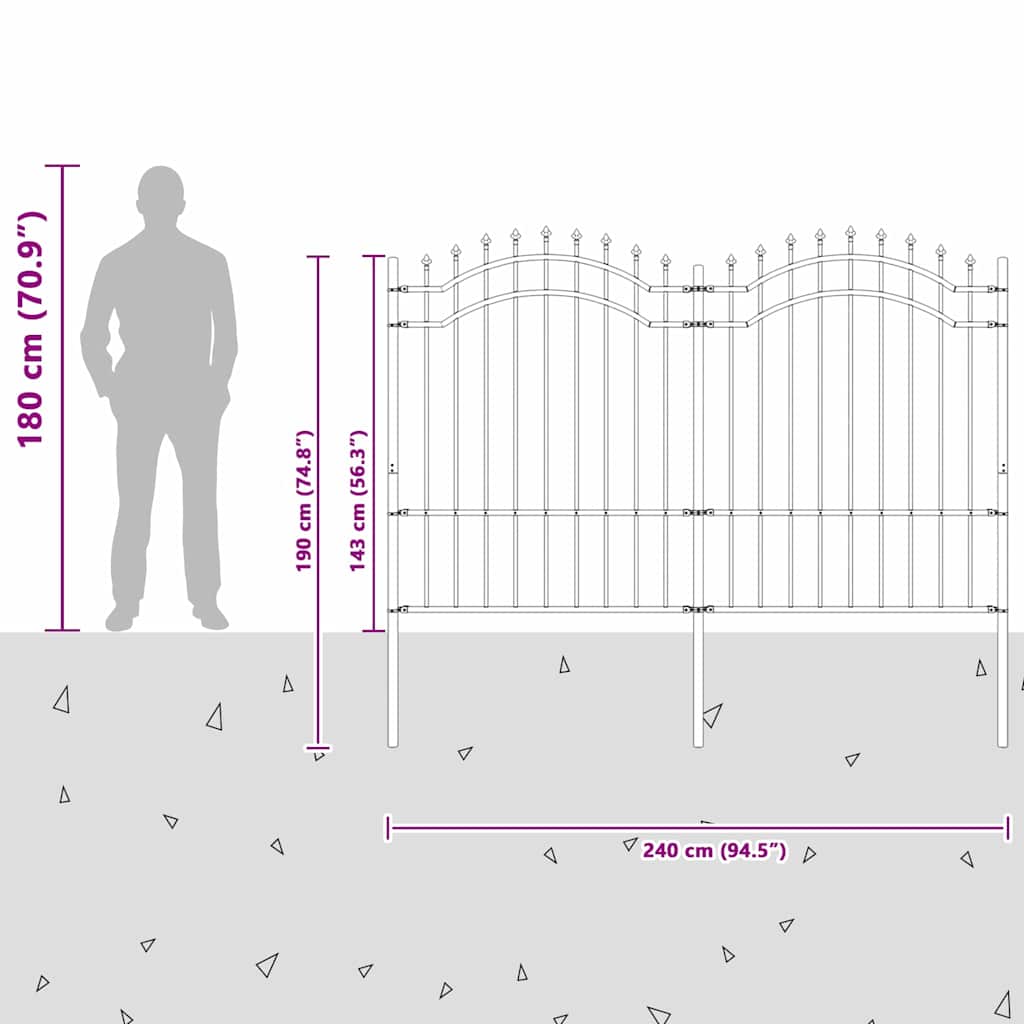 Gartenzaun Weiß 190 cm Pulverbeschichteter Stahl