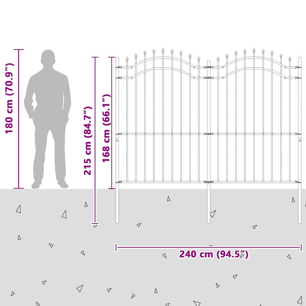 Gartenzaun Weiß 215 cm Pulverbeschichteter Stahl