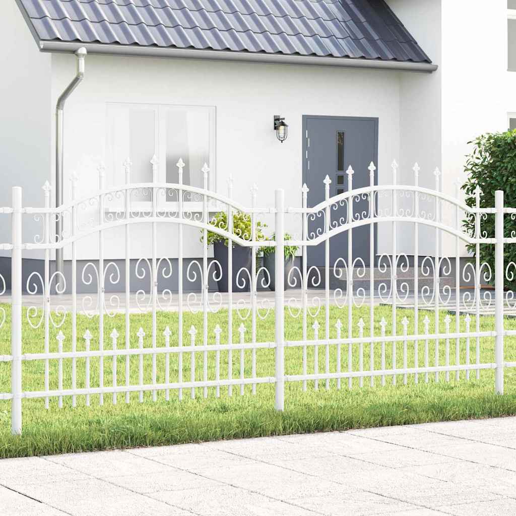 Gartenzaun Weiß 140 cm Pulverbeschichteter Stahl