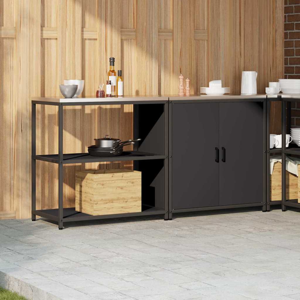 Küchenlager-Set mit Regal 2 pcs Schwarz 180 x 50 x 92 cm