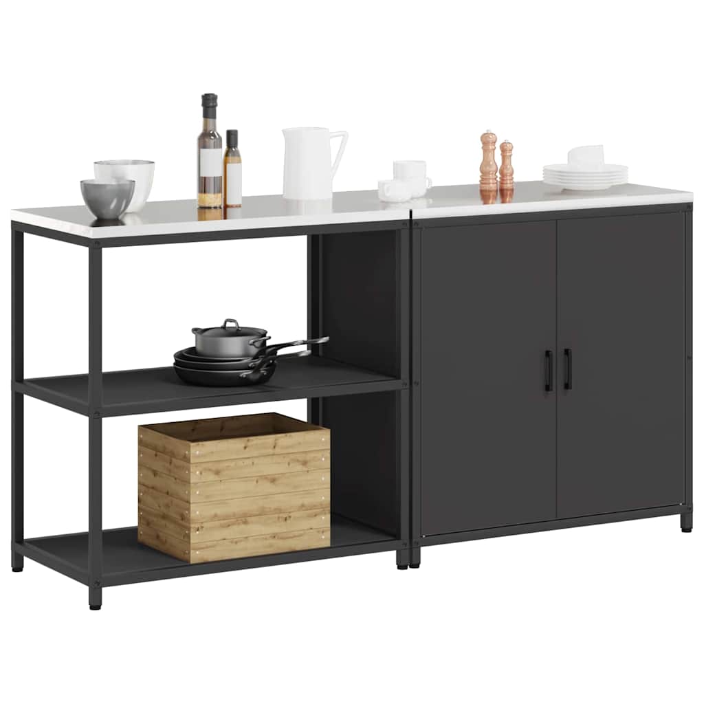 Küchenlager-Set mit Regal 2 pcs Schwarz 180 x 50 x 92 cm