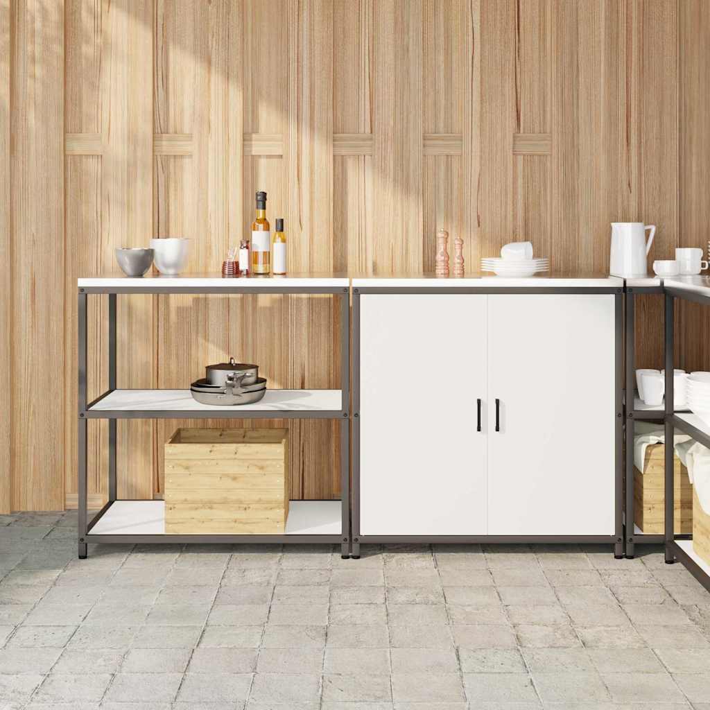Küchenlager-Set 2 pcs Weiß 180 x 50 x 92 cm Kaltgewalzter Stahl