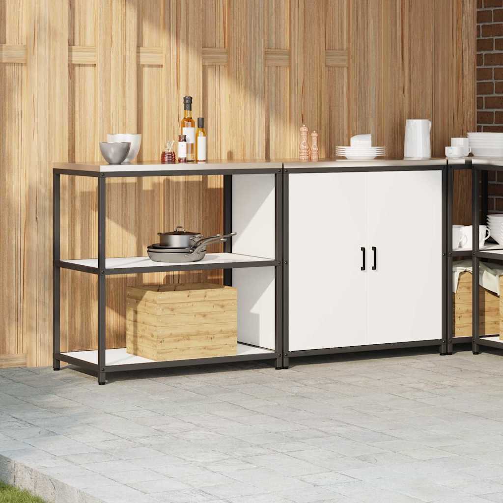 Küchenlager-Set 2 pcs Weiß 180 x 50 x 92 cm Kaltgewalzter Stahl