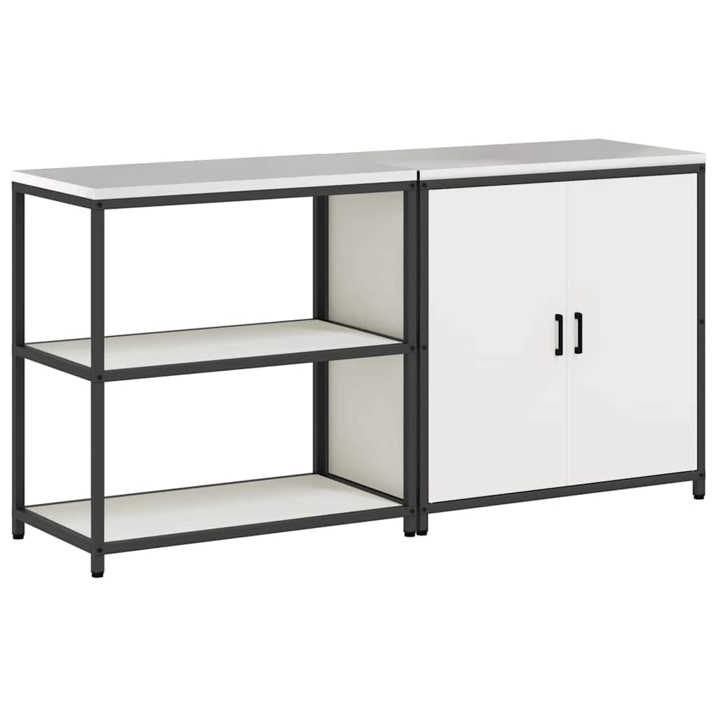 Küchenlager-Set 2 pcs Weiß 180 x 50 x 92 cm Kaltgewalzter Stahl