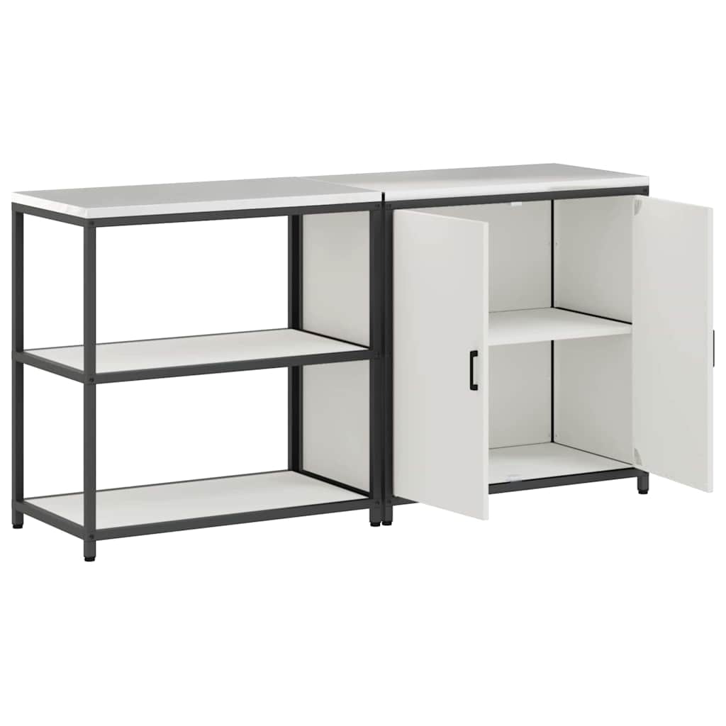 Küchenlager-Set 2 pcs Weiß 180 x 50 x 92 cm Kaltgewalzter Stahl
