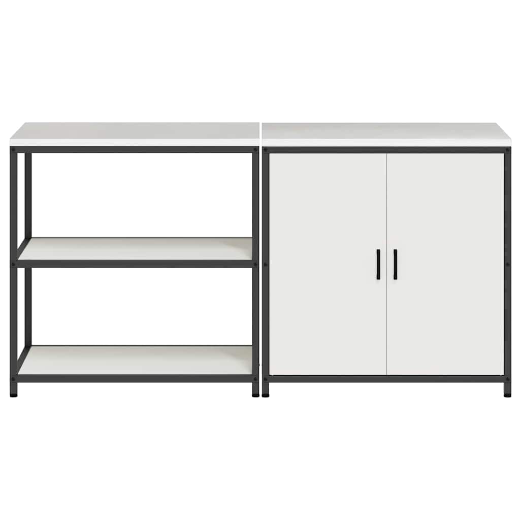 Küchenlager-Set 2 pcs Weiß 180 x 50 x 92 cm Kaltgewalzter Stahl