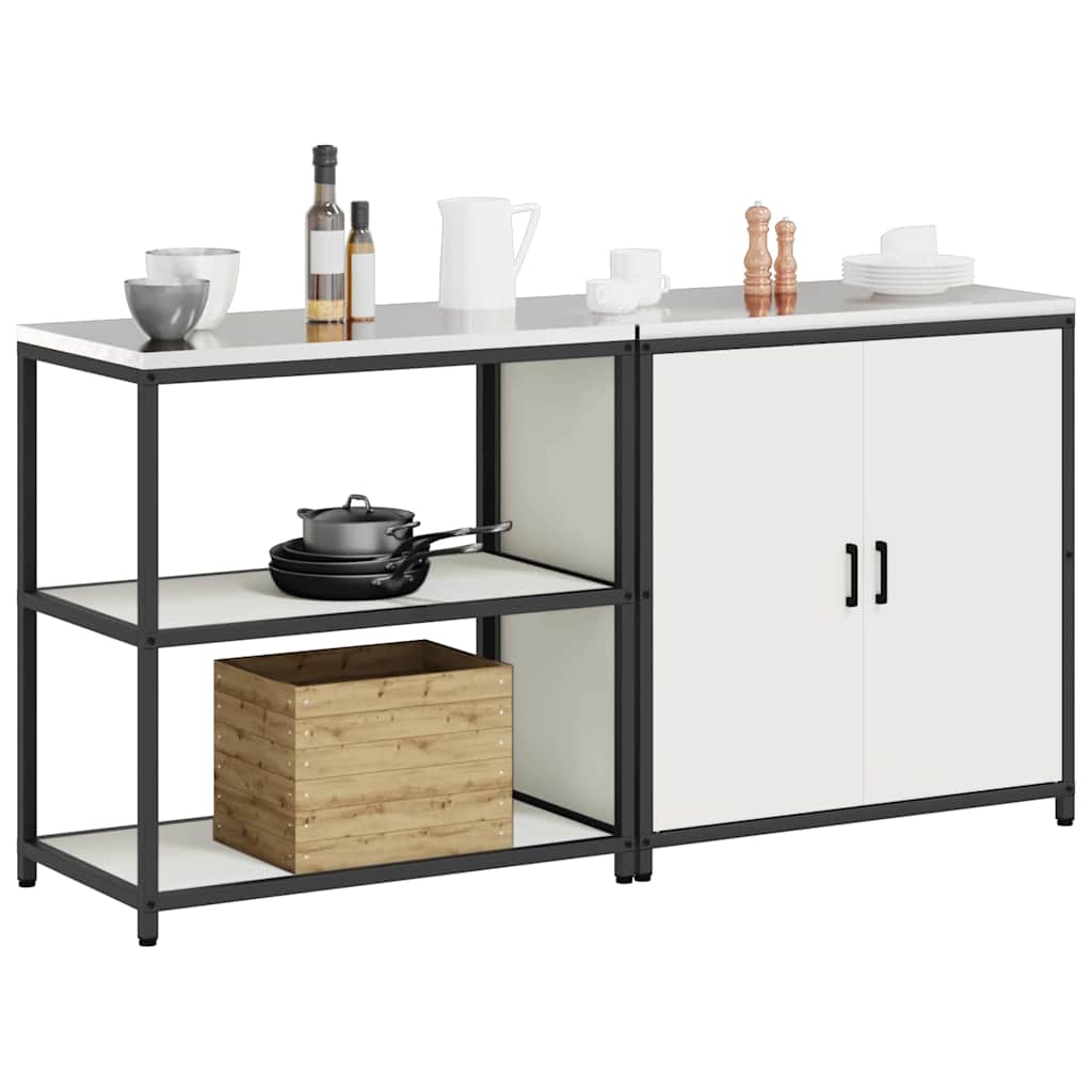 Küchenlager-Set 2 pcs Weiß 180 x 50 x 92 cm Kaltgewalzter Stahl