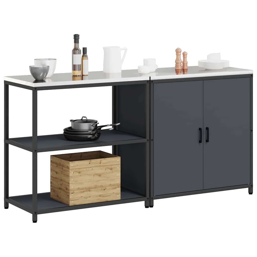 Küchenlager-Set mit Regal 2 pcs Anthrazit 180 x 50 x 92 cm