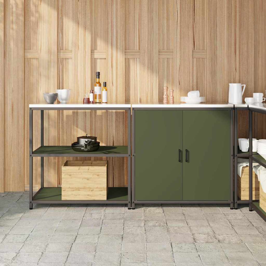 Küchenlager-Set mit Regal 2 pcs Olive Grün 180 x 50 x 92 cm