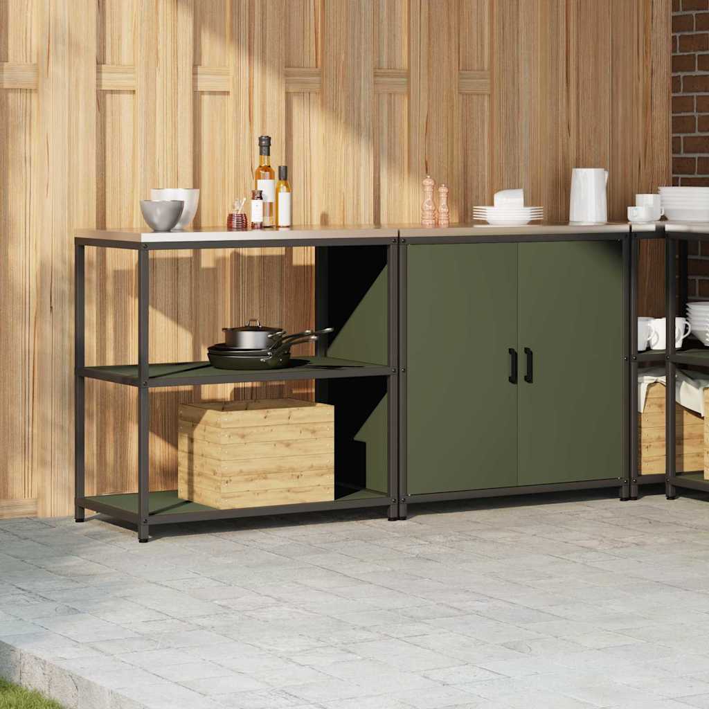Küchenlager-Set mit Regal 2 pcs Olive Grün 180 x 50 x 92 cm