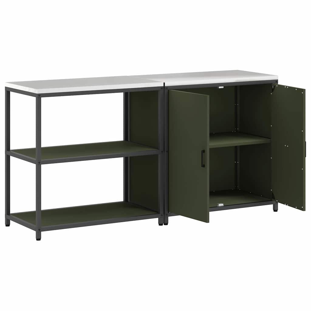 Küchenlager-Set mit Regal 2 pcs Olive Grün 180 x 50 x 92 cm