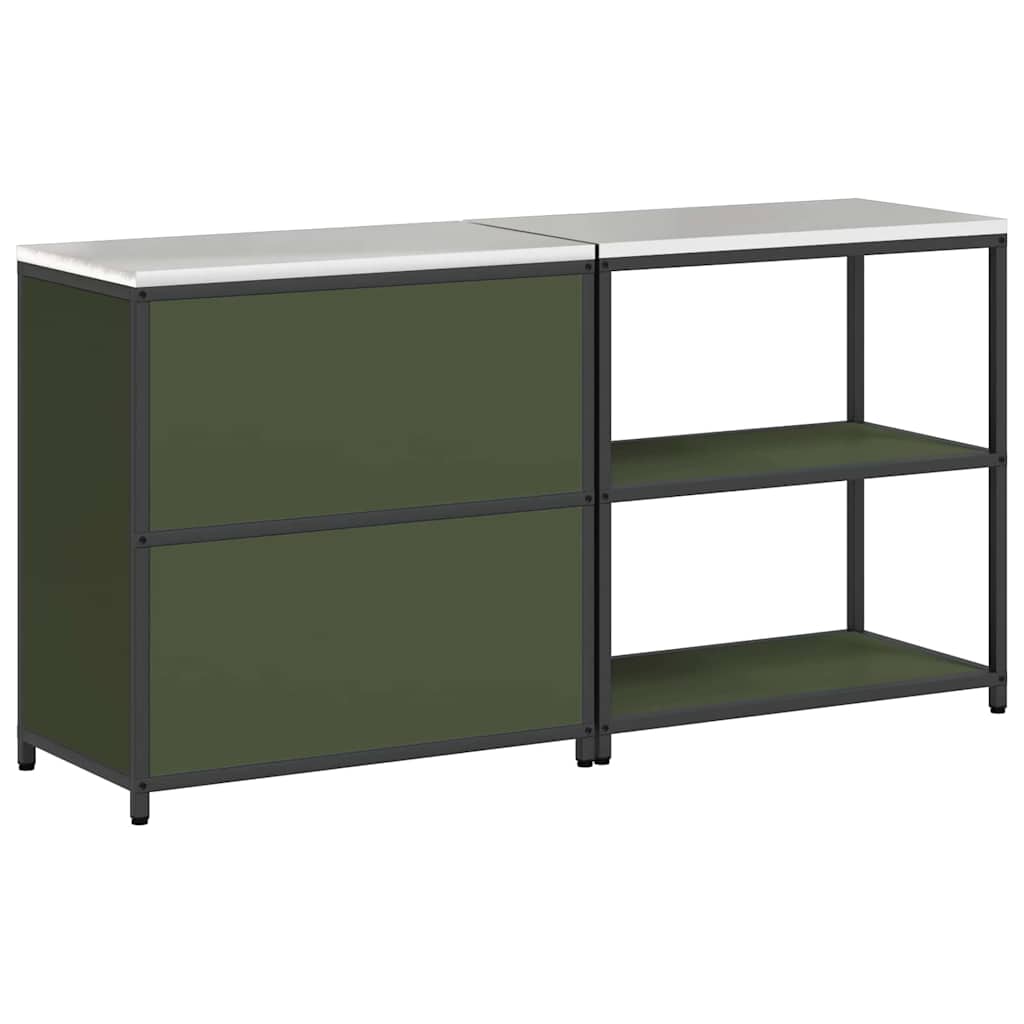 Küchenlager-Set mit Regal 2 pcs Olive Grün 180 x 50 x 92 cm