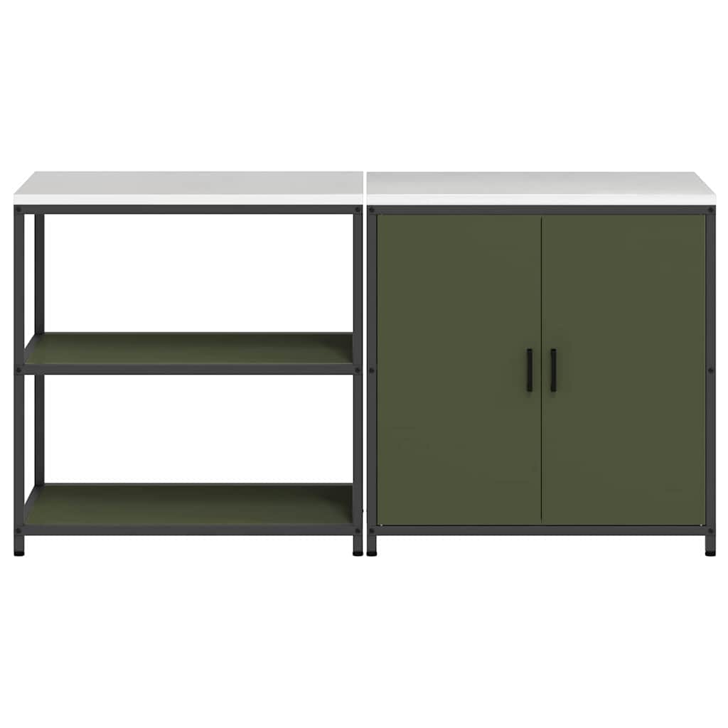 Küchenlager-Set mit Regal 2 pcs Olive Grün 180 x 50 x 92 cm