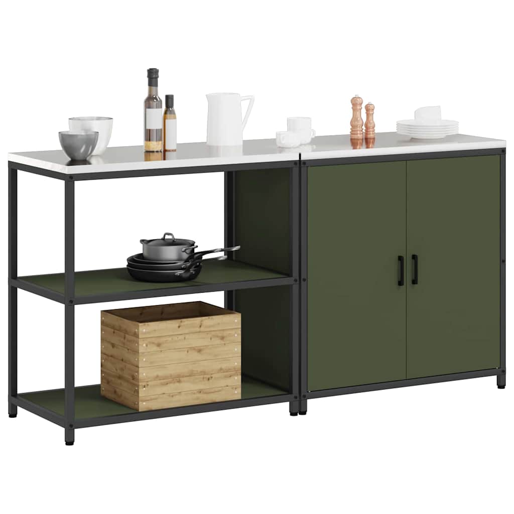Küchenlager-Set mit Regal 2 pcs Olive Grün 180 x 50 x 92 cm