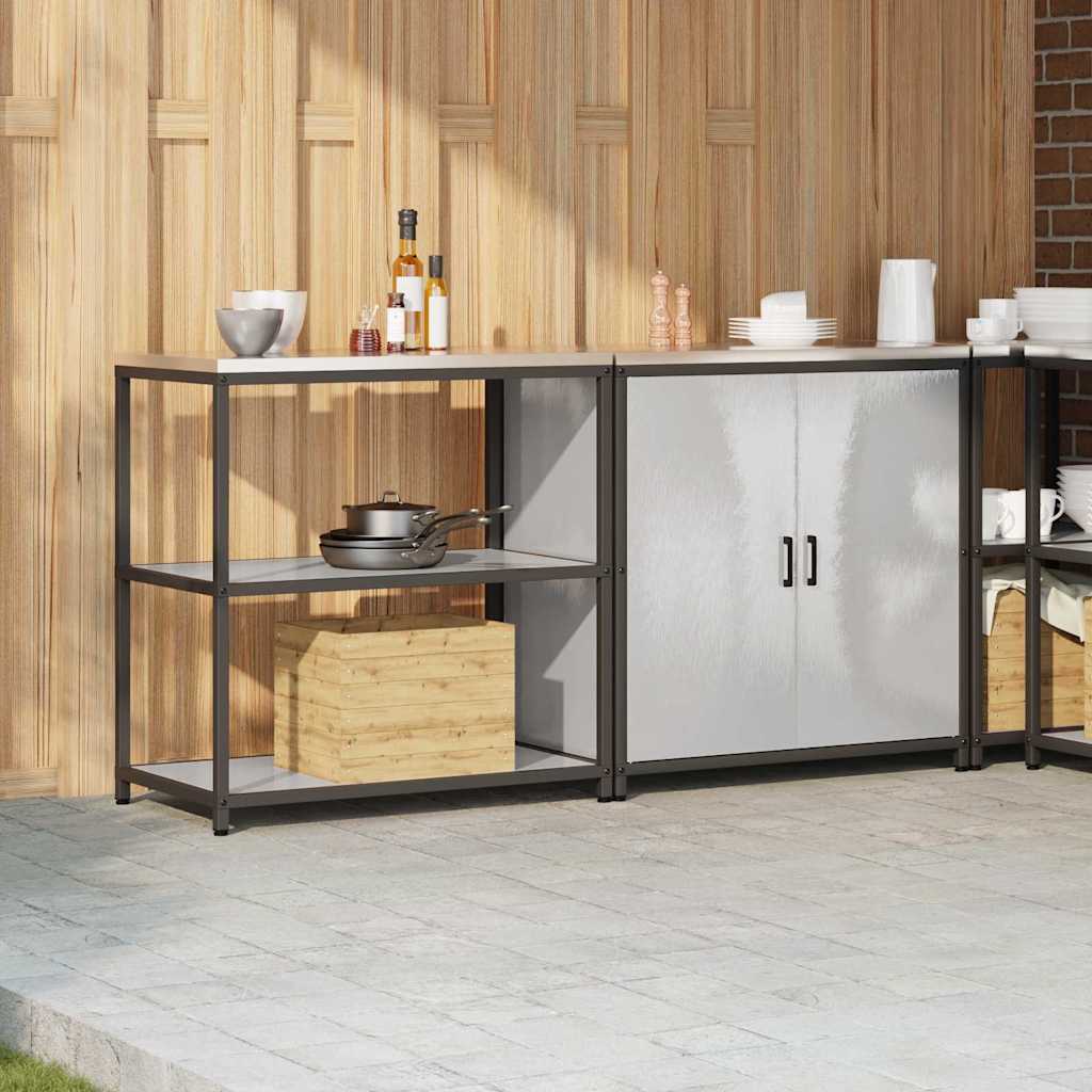Küchenlager-Set mit Tür 2 pcs Silber 180 x 50 x 92 cm Edelstahl