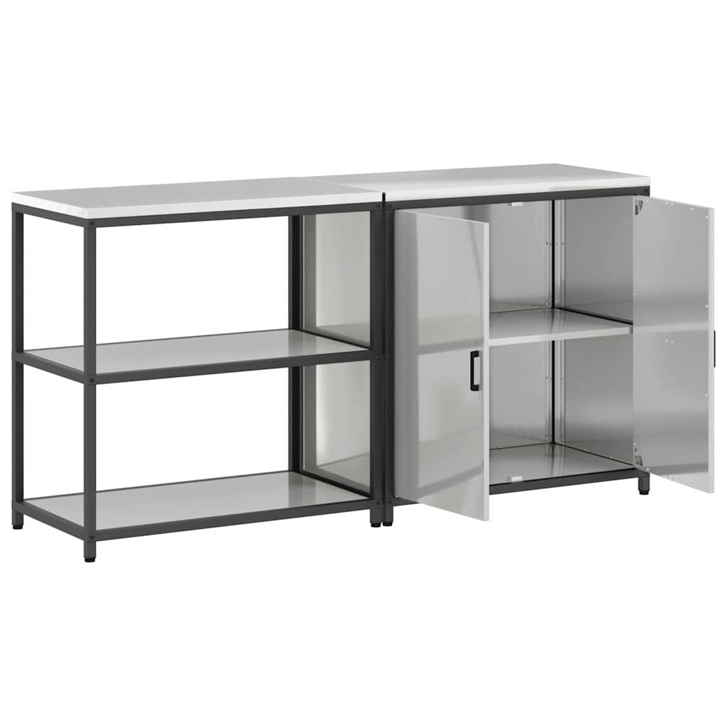Küchenlager-Set 2 pcs Silber 180 x 50 x 92 cm Verzinkter Stahl