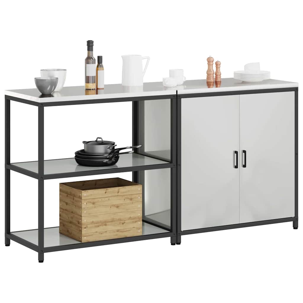 Küchenlager-Set 2 pcs Silber 180 x 50 x 92 cm Verzinkter Stahl