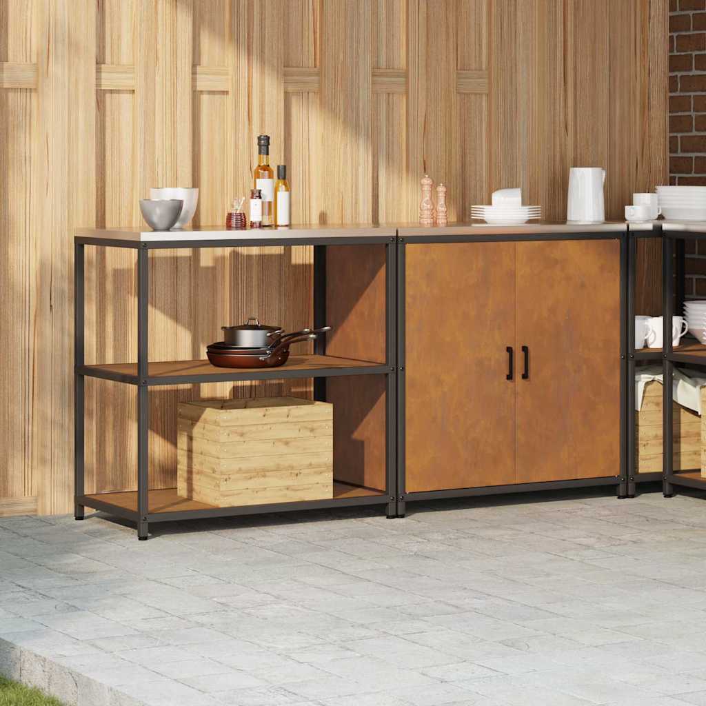 Küchenlager-Set mit Regal mit Tür 2 pcs Rostig 180 x 50 x 92 cm