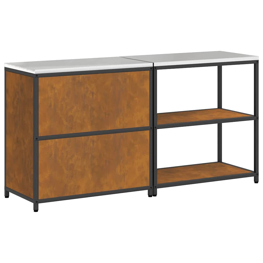 Küchenlager-Set mit Regal mit Tür 2 pcs Rostig 180 x 50 x 92 cm