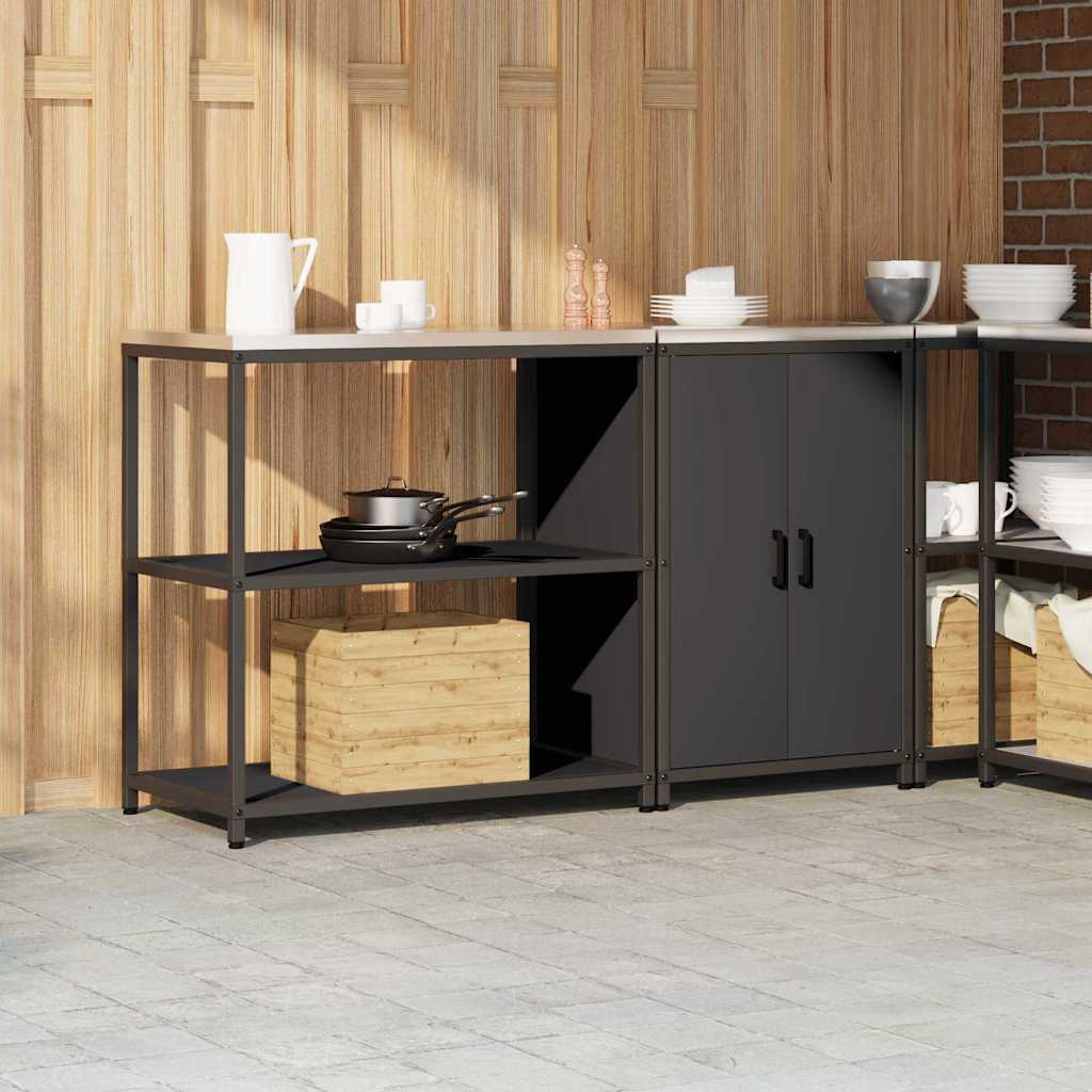 Küchenlager-Set mit Regal 2 pcs Schwarz 150 x 50 x 92 cm