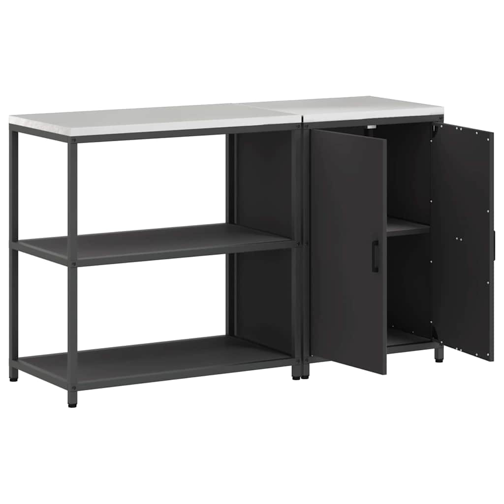 Küchenlager-Set mit Regal 2 pcs Schwarz 150 x 50 x 92 cm