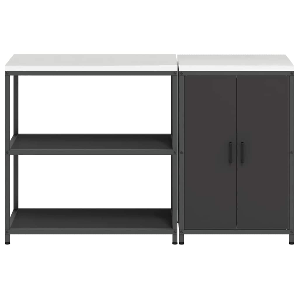 Küchenlager-Set mit Regal 2 pcs Schwarz 150 x 50 x 92 cm