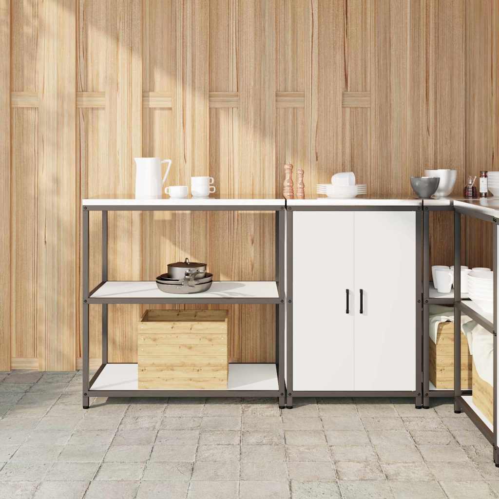 Küchenlager-Set 2 pcs Weiß 150 x 50 x 92 cm Kaltgewalzter Stahl