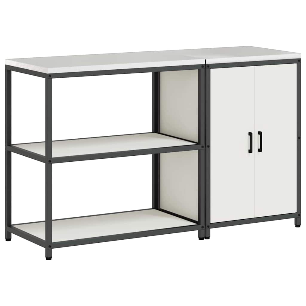 Küchenlager-Set 2 pcs Weiß 150 x 50 x 92 cm Kaltgewalzter Stahl