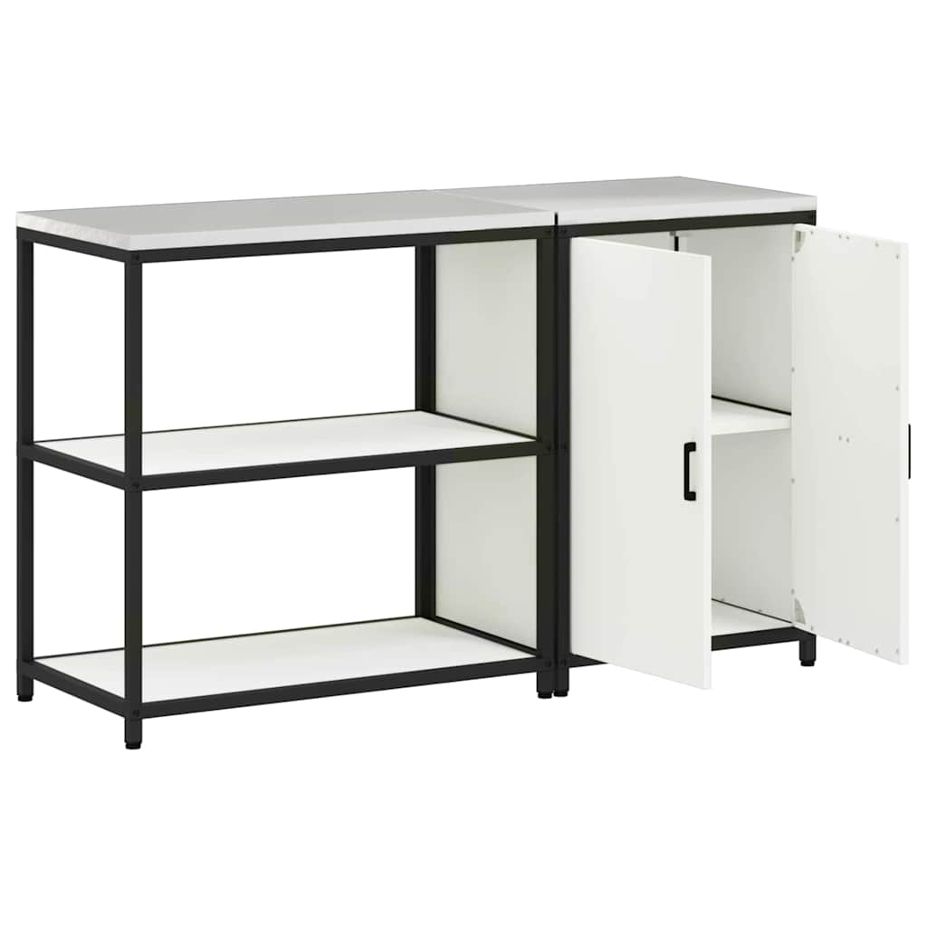 Küchenlager-Set 2 pcs Weiß 150 x 50 x 92 cm Kaltgewalzter Stahl